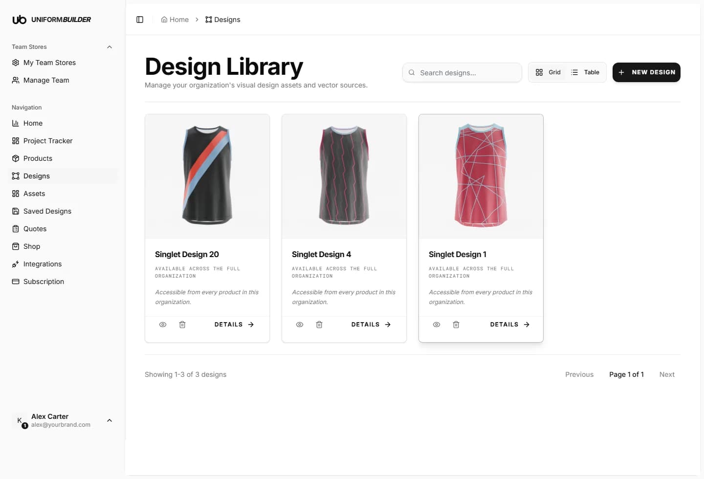 The Design Library page